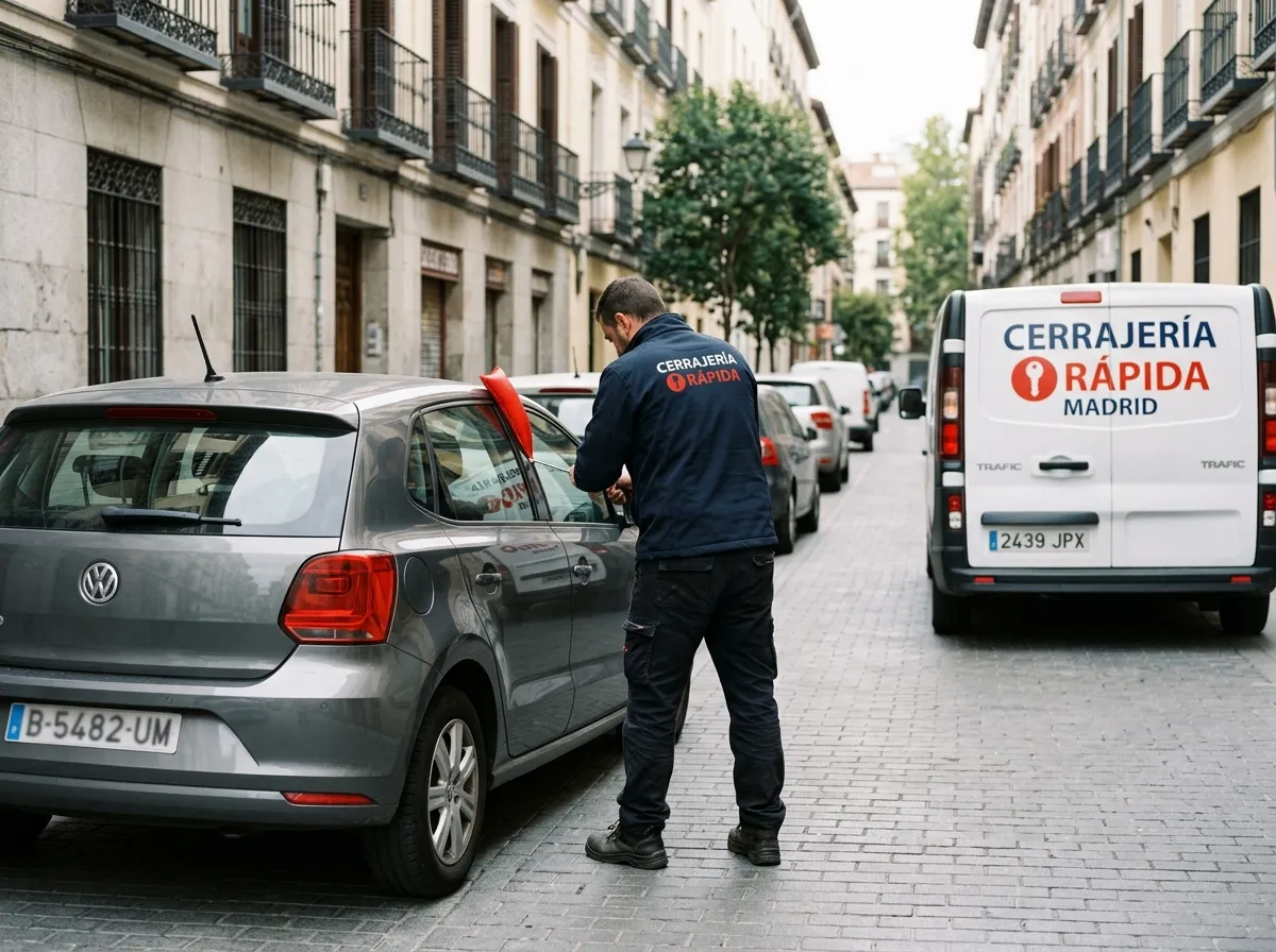 Puerta de coche abierta por un cerrajero